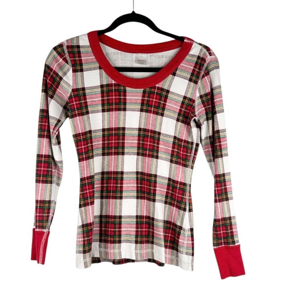 Hanna Andersson Plaid Red Green White Super Comfy Cozy Pajama Top Size Small